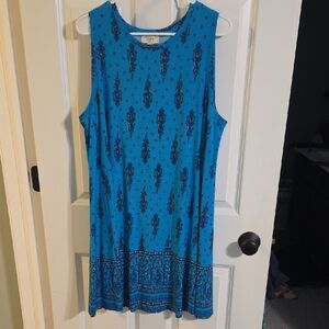 LOFT Turquoise Sleeveless Dress with Paisley Pattern